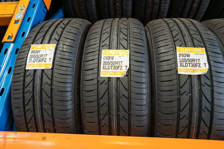 New Dayton car tyres on display at Hamilton Auto Centre